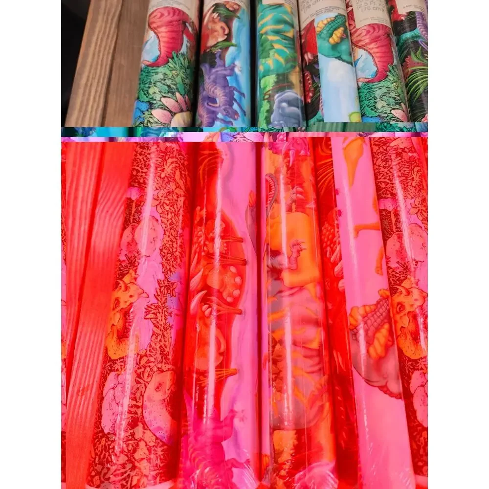 Vtg Lot 9 Dinosaur Roll Wrapping Paper American Greetings 20 Sq Ft Each